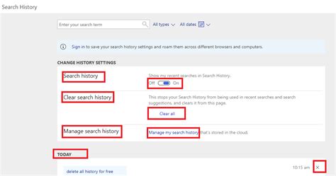 clear bing search history.